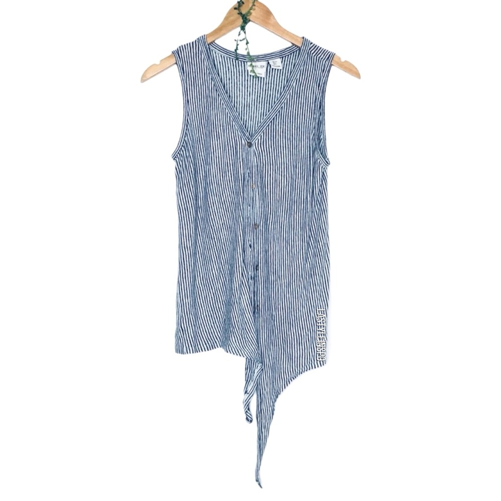 Rachel Zoe Stripped Top tie bow buttoned Shirt Size Small
